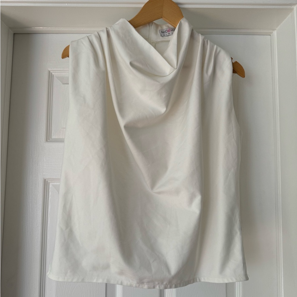 Draped White Blouse